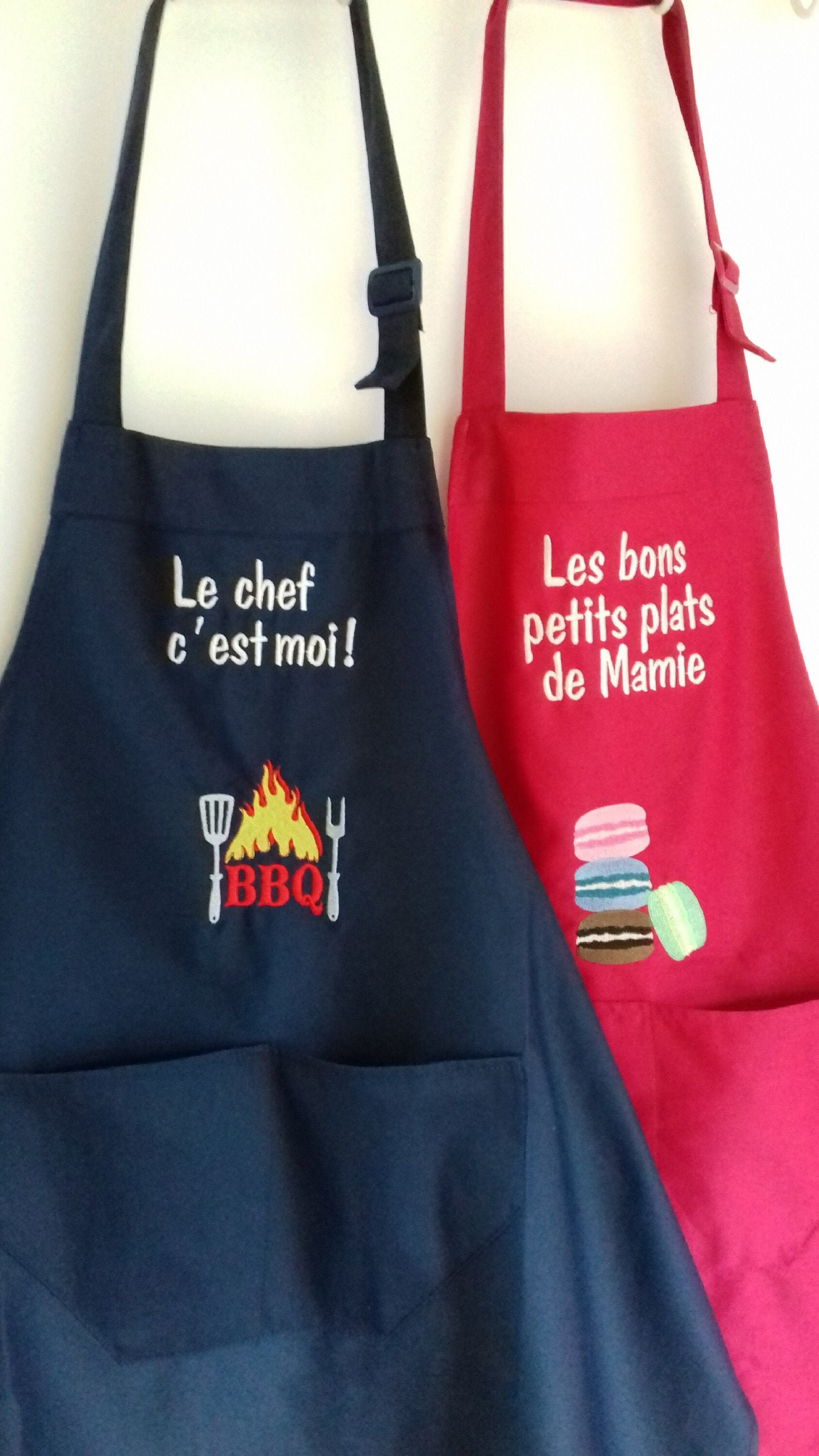 Tablier Adulte Homme/Femme avec Image, Texte ou Prénom Brodé