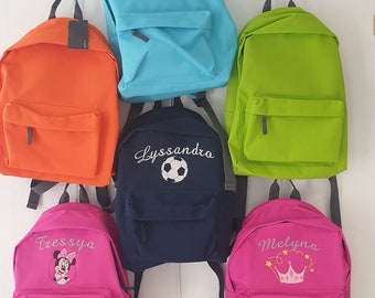 Children's backpack, sports bag, personalized with first name and or image (riding, football, basketball) solid backpack, adjustable straps