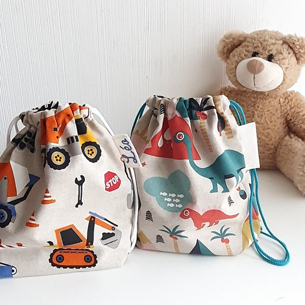 Mini sac à dos en tissu à motif au choix,  pour les tout petits,  personnalisé avec prénom