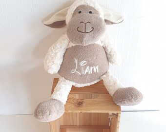 Plush sheep and / or bear zipped customizable with first name and date of birth, ideal birth gift