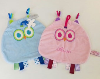 Doudou pacifier clip (in the shape of an owl), personalized with first name