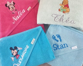 Outing/Customizable bath cape with first name and image of your choice (Disney, animals, sport)