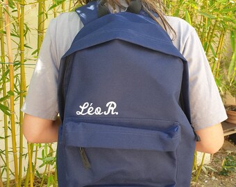 Junior child backpack, personalized with first name and or initials, simple and solid backpack, adjustable shoulder straps