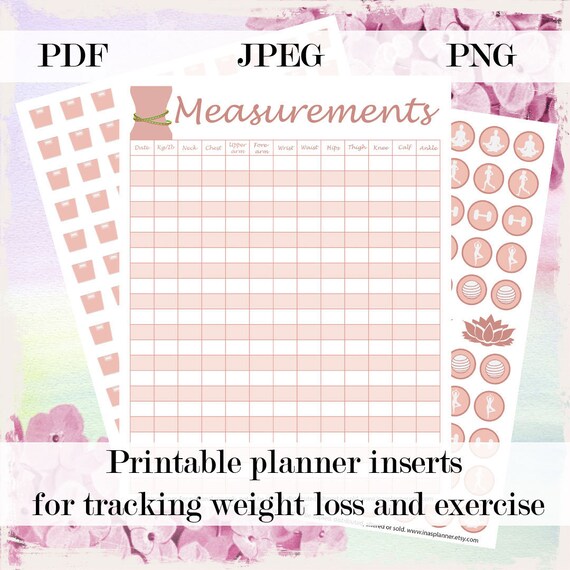 printable planner inserts for tracking weight loss and etsy