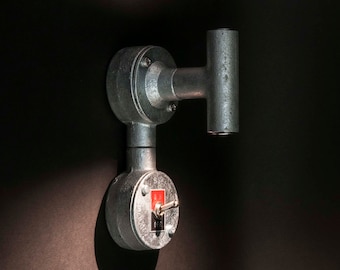 Industrial Wall Light with Switch sophisticated conduit lighting  steampunk lighting  rustic lighting
