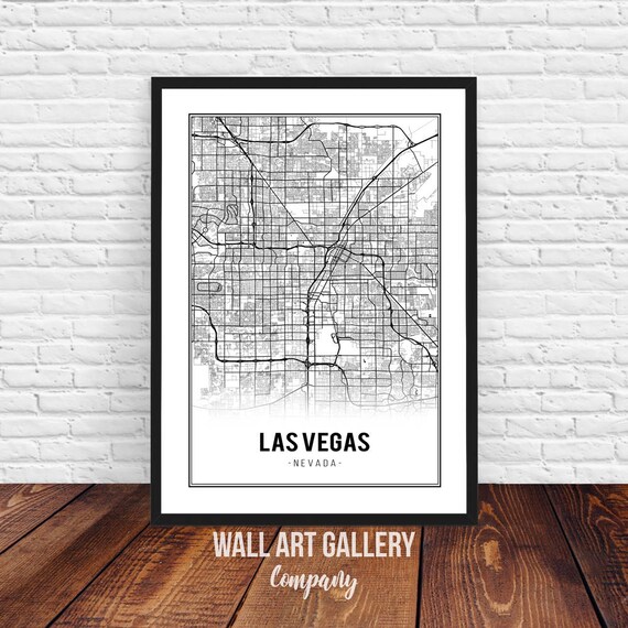 Las Vegas Map Las Vegas City Map Las Vegas Poster Las Etsy
