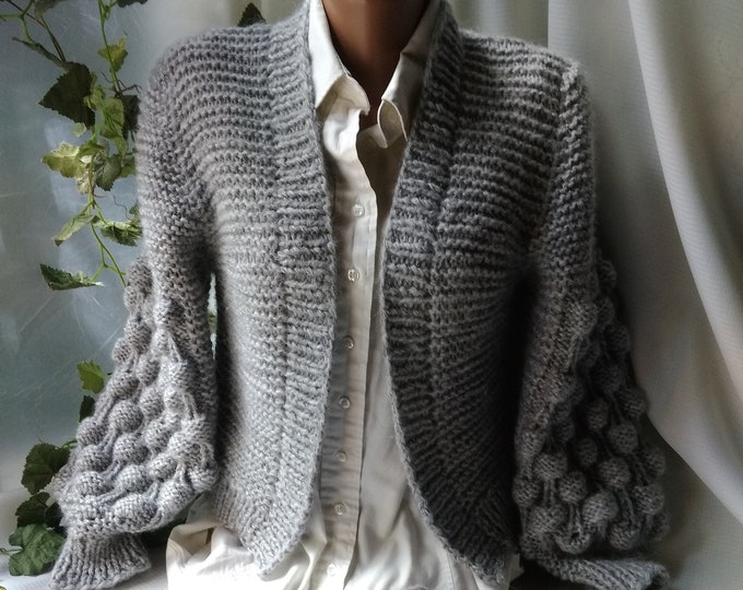 Wool Cotton Bubble O-Neck Sweater