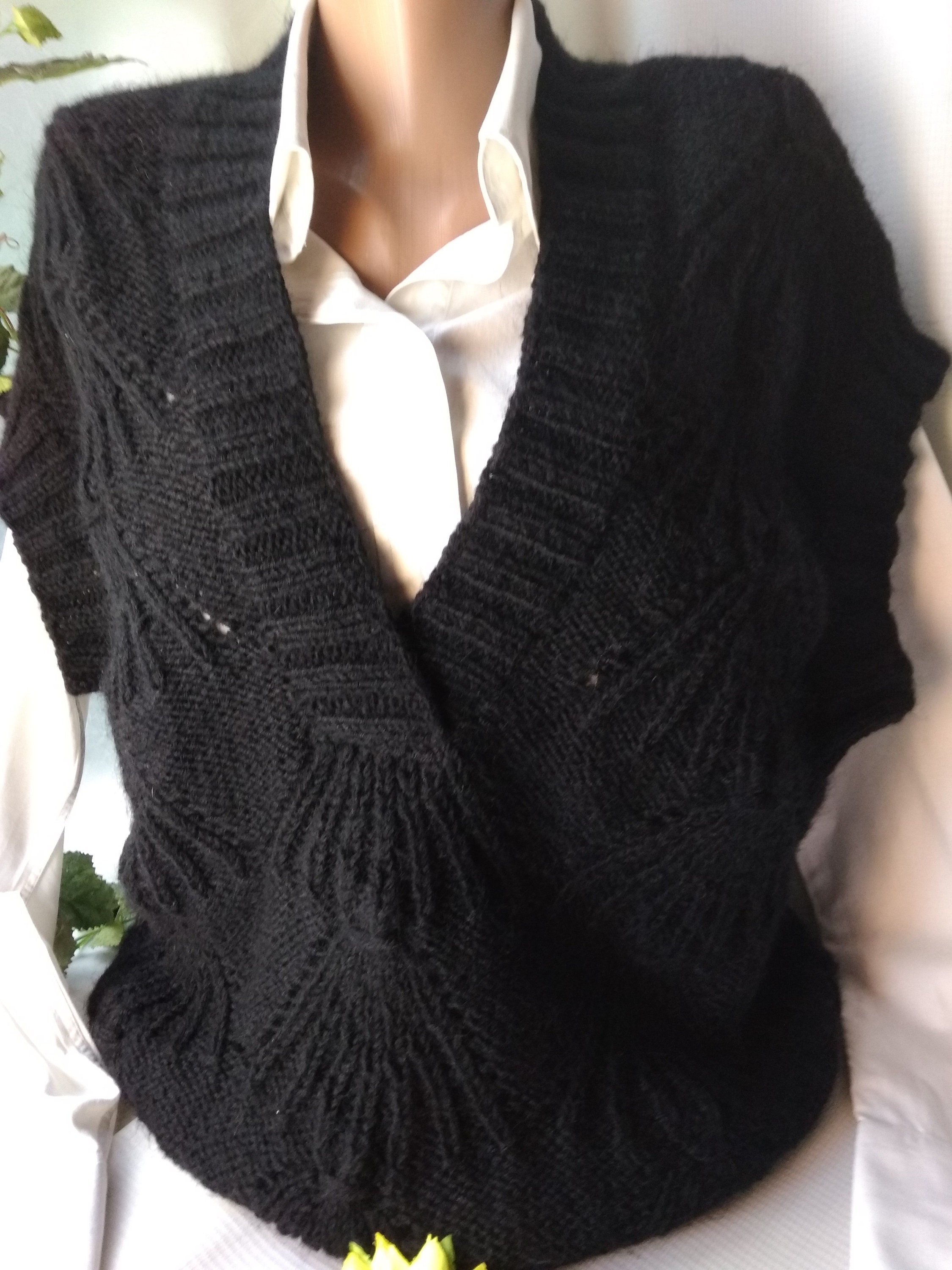 Hand Knitted Sweater Vest V Neck Sleeveless Pullover Knit - Etsy