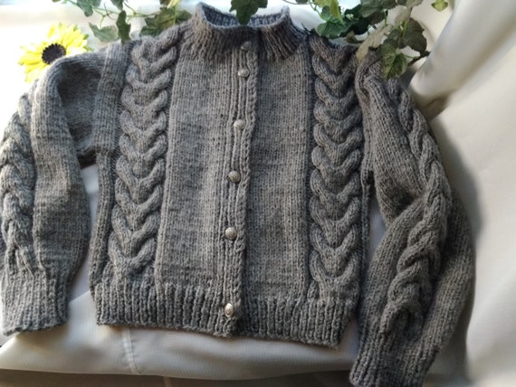 Hand Knit Chunky Wool Cardigan: Cable Knit Button-front Sweater - Etsy