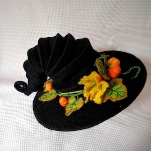 Forester Hat, Pumpkin Hat, Black Fedora Hat, Halloween Wool Costume Witch Hat CUSTOM Cosplay, Magic Hat, Witch Hat, Witch Hat, Pumpkin Hat