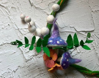Halloween Accessory,Hat Accessory,Magic Witch Wreath,Halloween Mushrooms Cosplay Accessory,Mushroom Fern Wreath Magic Balls, Fairy Wreath