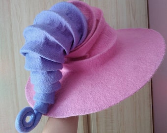 Witch hat wizard hat,felt hat pink,felted hat from wool Halloween costume witch costume larp hat cosplay CUSTOM MADE,wool hat,cosplay