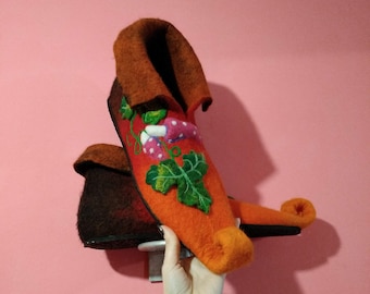 Fairy, witch shoes, gnome shoes, elf shoes, mushroom shoes, halloween shoes, cosplay shoes, halloween witch costume, felt home slippers,gift