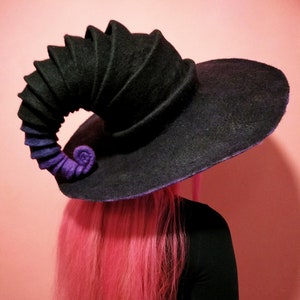 Witch hat wizard hat,felt hat black,felted hat from wool Halloween costume witch costume larp hat cosplay CUSTOM MADE,wool hat,cosplay