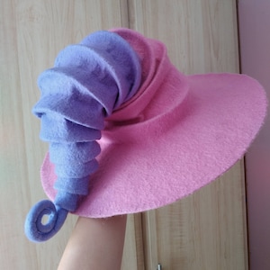 Witch hat wizard hat,felt hat pink,felted hat from wool Halloween costume witch costume larp hat cosplay CUSTOM MADE,wool hat,cosplay