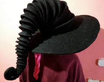 Hexenhut,Zaubererhut, Filz Hut schwarz, gefilzter Hut aus Wolle Halloween Kostüm Hexe Kostüm Larp Hut Cosplay CUSTOM MADE, Wollhut, Cosplay