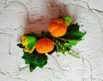 Pumpkin accessory, wool brooch, hat accessory,cosplay,gift,floral wool accessory,halloween pumpkins,Thanksgiving brooch,brooch with pumpkins