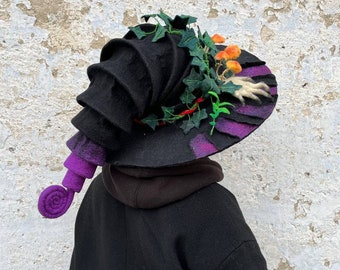 Witch Hat Wizard Hat Ivy Mushroom Witch Hand Wool Hat Halloween Costume Customized Cosplay Hat Ivy Mushroom Wool Hat Magic Forester Hat
