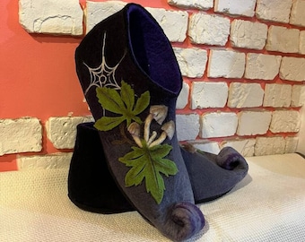 Fairy Shoes, Witch Shoes, Gnome Shoes, Elf Shoes,Mushroom Shoes, Halloween Shoes, Cosplay Shoes, Halloween Witch Costume,Felt House Slippers
