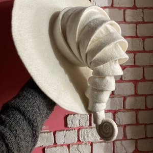 Witch hat wizard hat,. felt hat white, felted wool hat Halloween costume witch costume larp hat cosplay CUSTOM, wool hat, magic wedding hat