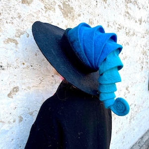 Witch hat wizard hat felt hat black blue felt hat wool halloween costume witch costume larp cosplay hat CUSTOM MADE wool hat cosplay