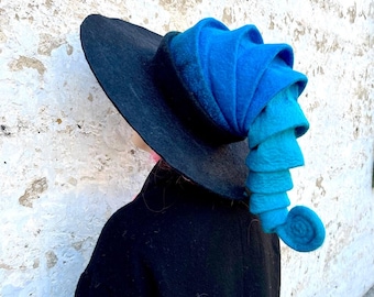 Witch hat wizard hat felt hat black blue felt hat wool halloween costume witch costume larp cosplay hat CUSTOM MADE wool hat cosplay
