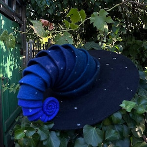 Witch hat, wizard hat, felt hat black blue night sky,felt hat wool, halloween costume, witch costume, larp hat, cosplay, CUSTOM MADE,cosplay