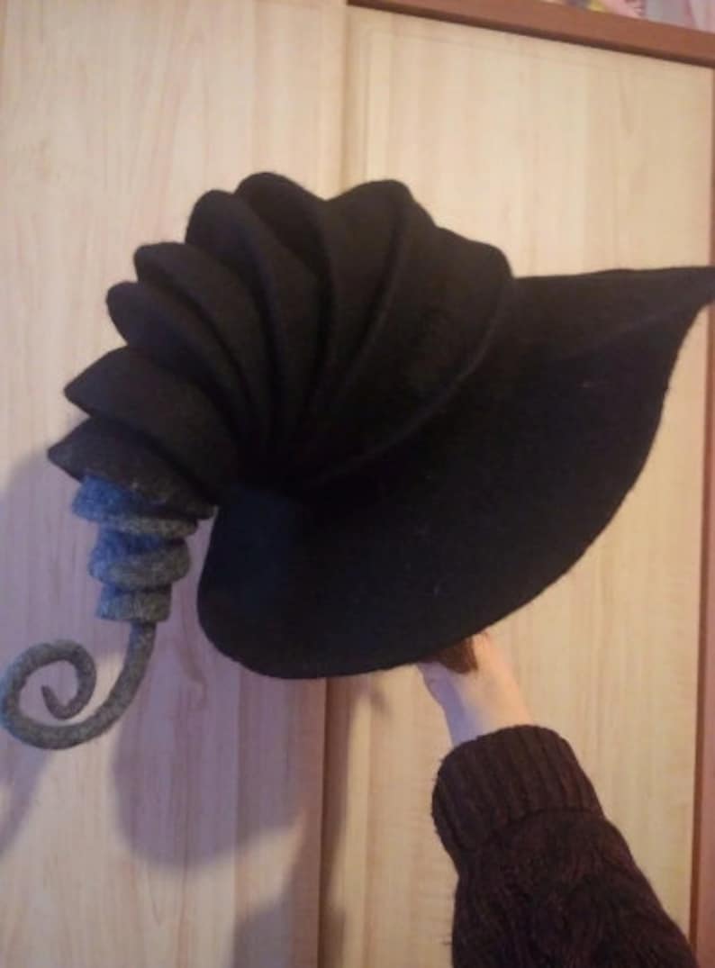 Witch Hat Wizard Hat . Felt Hat Black Felted Hat From Wool Etsy