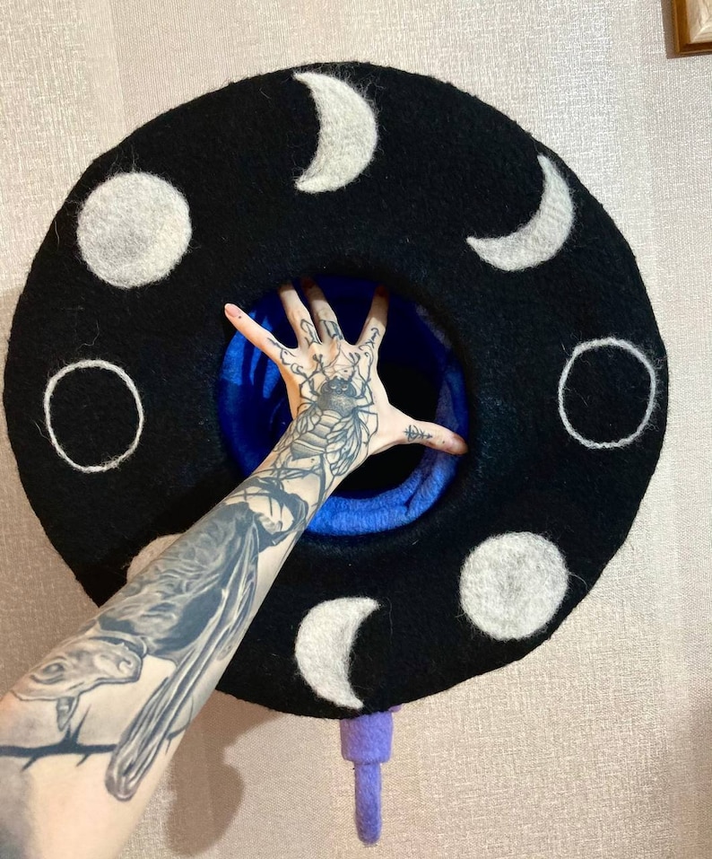 moon hat wool flower hat halloween costume magic wool flower hat forester hat custom cosplay hat Witch hat wizard hat spring hat