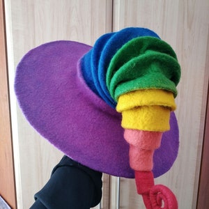 Witch Hat Wizard Hatfelt Rainbow Hatfelted Hat From Wool - Etsy