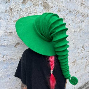 Green Wizard Witch Hat, . Felt Hat Green Felt Hat Wool Halloween Costume Witch Costume Larp Hat Cosplay CUSTOM MADE Wool Hat Cosplay