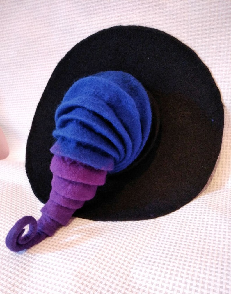 Witch Hat Wizard Hatfelt Hat Blackpurplefelted Hat From Wool | Etsy