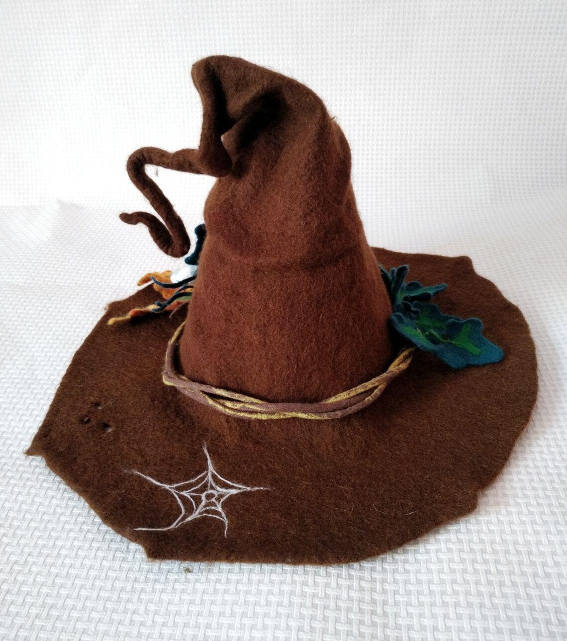 Witch Hat Wizard Hat . Felt Hat Brown Felted Hat From Wool Etsy