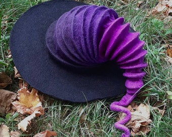 Cappello da strega, cappello da mago, cappello di feltro nero, cappello in feltro di lana, costume di Halloween, costume da strega, cappello larp, cosplay, REALIZZATO SU MISURA, cappello di lana, cosplay