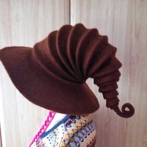 Witch hat wizard hat, . felt hat Brown, felted hat from wool Halloween costume witch costume larp hat cosplay CUSTOM MADE, wool hat,cosplay