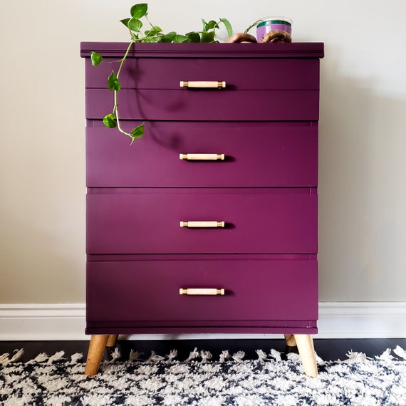 MCM Dresser in Elderberry Purple With Light Wood Legs and Hardware Mid  Century Style - SOLD Do Not Purchase - Etsy