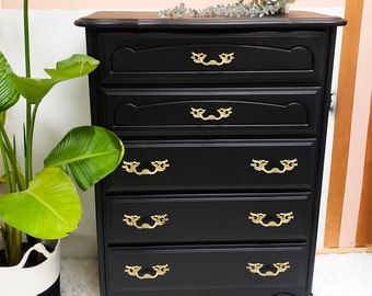 French Provincial Tall Boy Dresser - 5 Drawers - Available to Customize