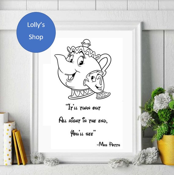 Disney Mrs Potts Beauty & the Beast Quote Print Art Framed Etsy