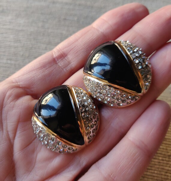 Valentino Vintage Earrings with Black Enamel and … - image 9