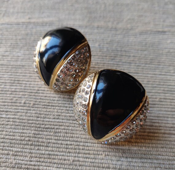 Valentino Vintage Earrings with Black Enamel and … - image 8