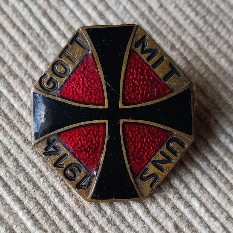 Gott mit uns 1914 God with us 1914, Enamelled military brooch image 1