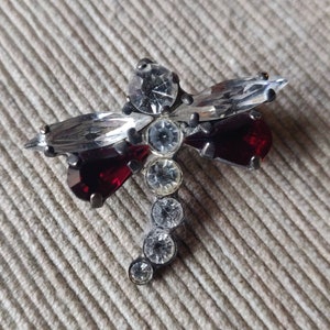 Vintage Dragonfly Brooch with Rhinestones