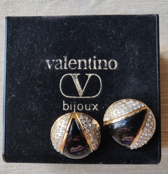 Valentino Vintage Earrings with Black Enamel and … - image 4