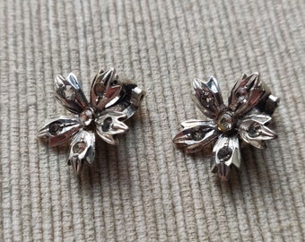 Boucles d'oreilles fleur en argent 925 avec marcassite