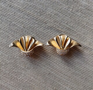 LES POULETTES BIJOUX – Orecchini Clip In Ottone Dorato A Forma Di Ventaglio, Gioielli Artigianali Con Cofanetto Regalo