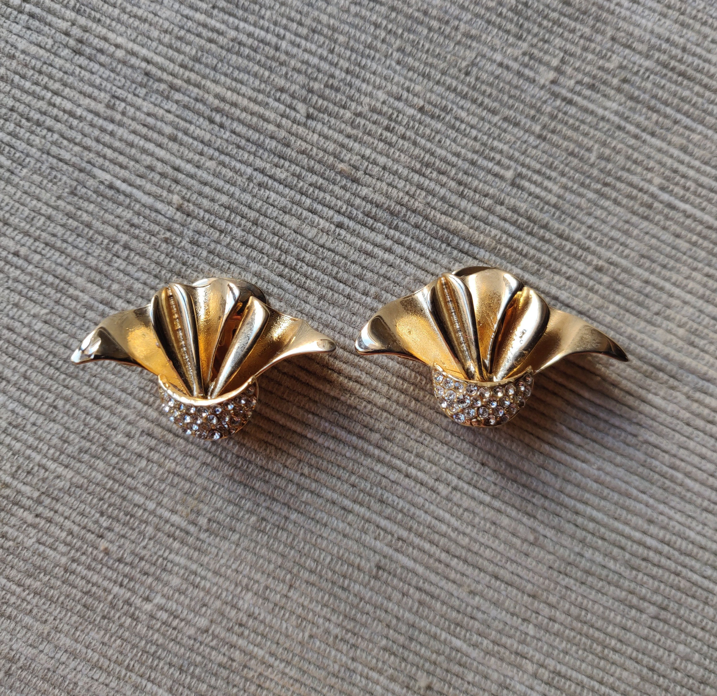 LES POULETTES BIJOUX – Orecchini Clip In Ottone Dorato A Forma Di Ventaglio, Gioielli Artigianali Con Cofanetto Regalo