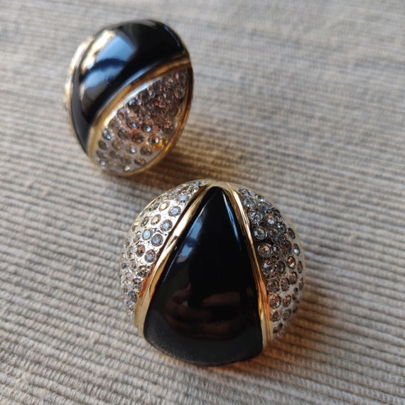 Valentino Vintage Earrings with Black Enamel and … - image 6