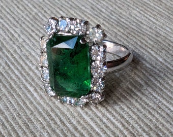 Christian Dior Vintage 1970-ring met groen kristal en strass