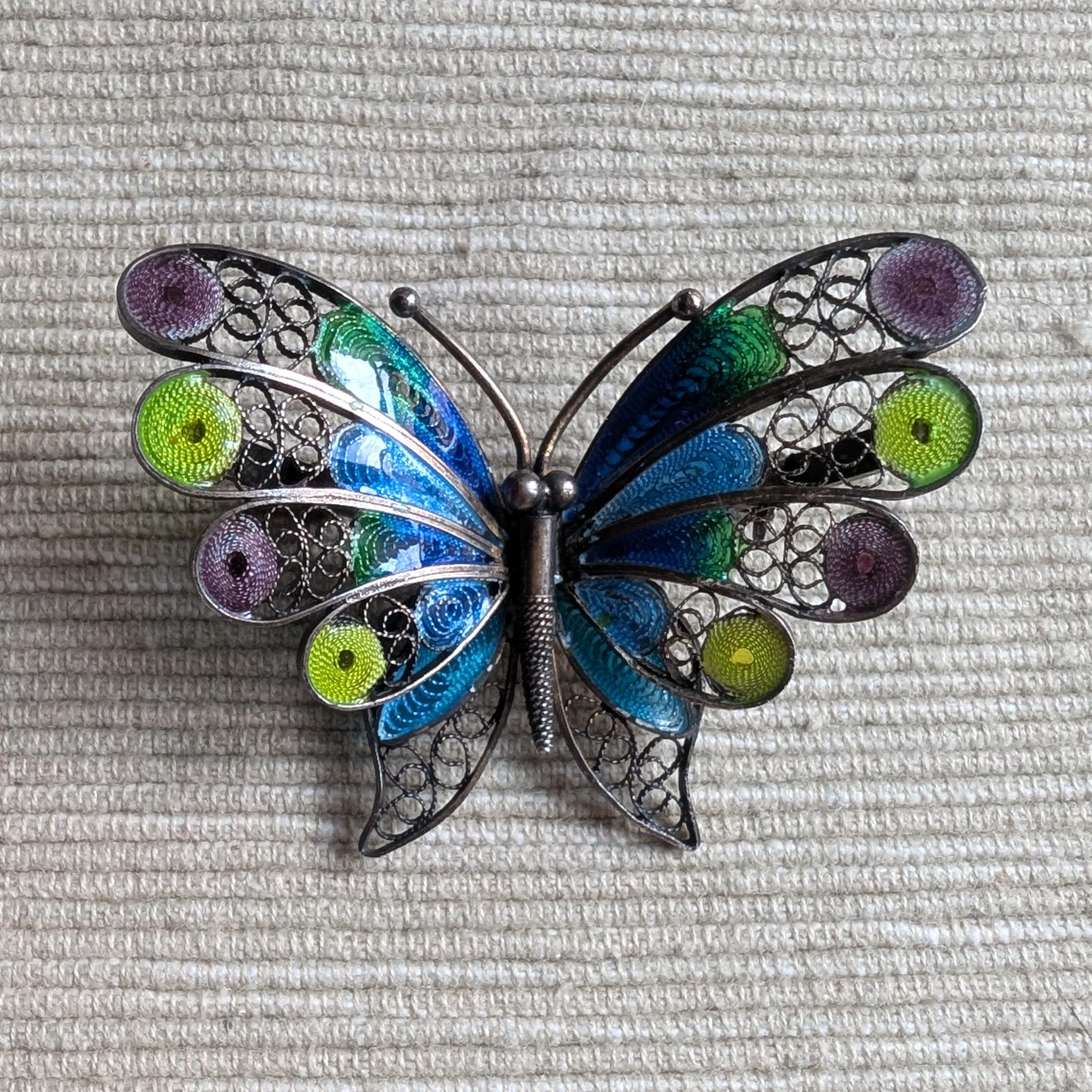 Spilla Smaltata Trsince Vintage Anni '80 Con Perla, Multicolore - Regalo Unisex