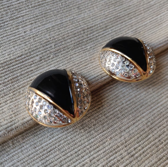 Valentino Vintage Earrings with Black Enamel and … - image 7